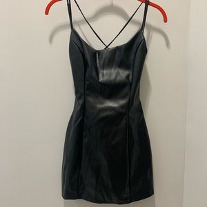 Faux leather corset back mini dress